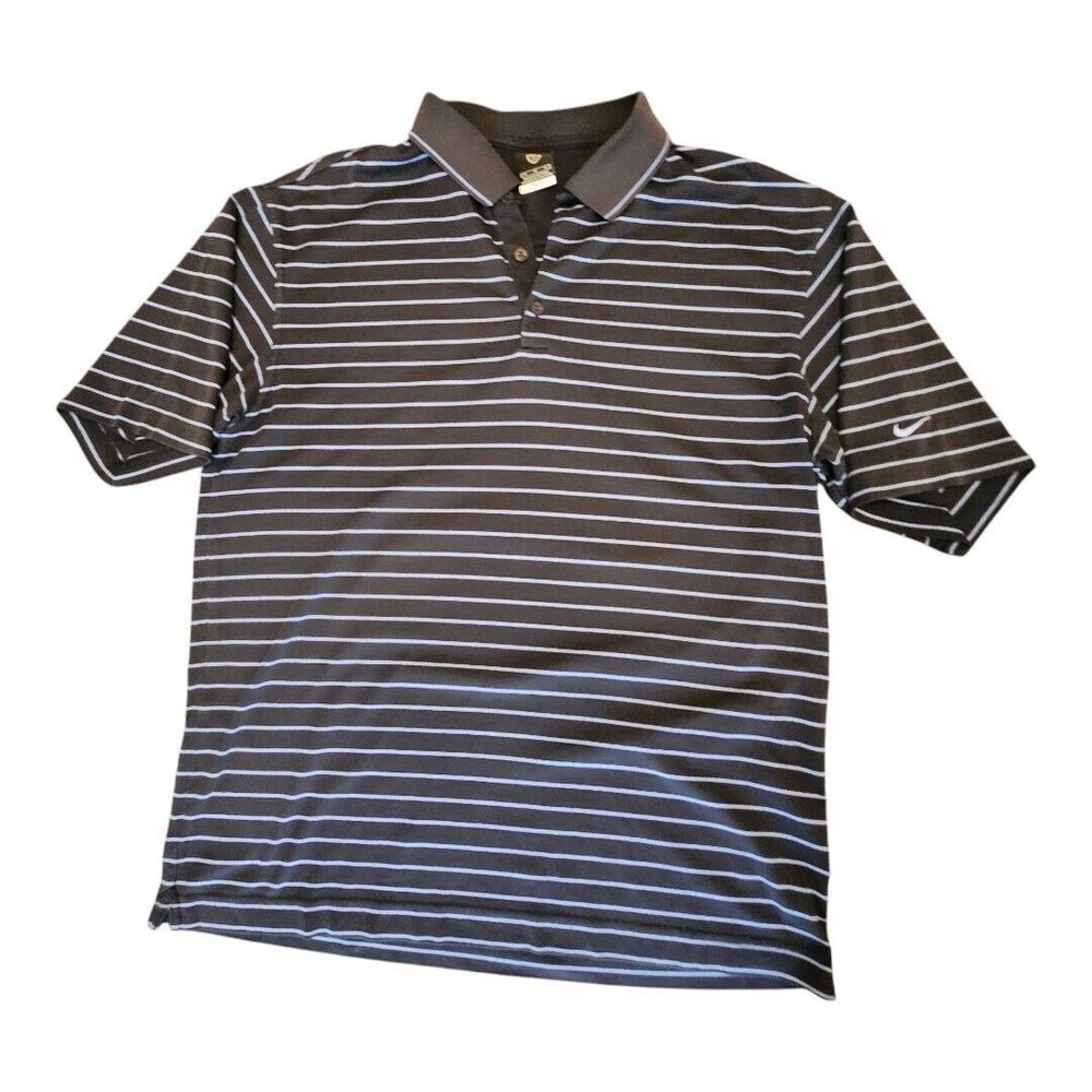 Nike Men's Black Polo with White Stripes